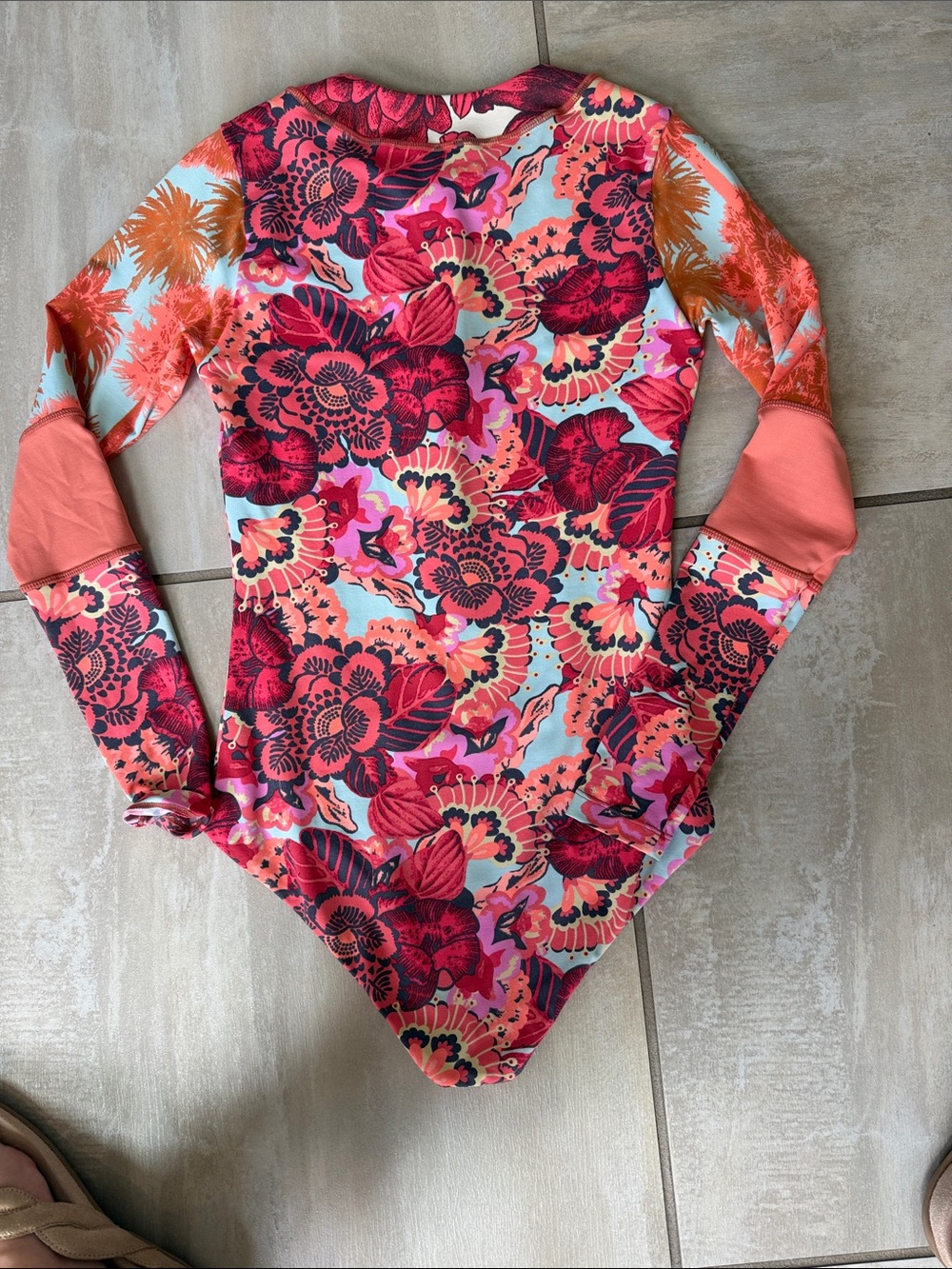 Maaji Floral One-Piece Rash Guard in Coral, Pink, Aqua